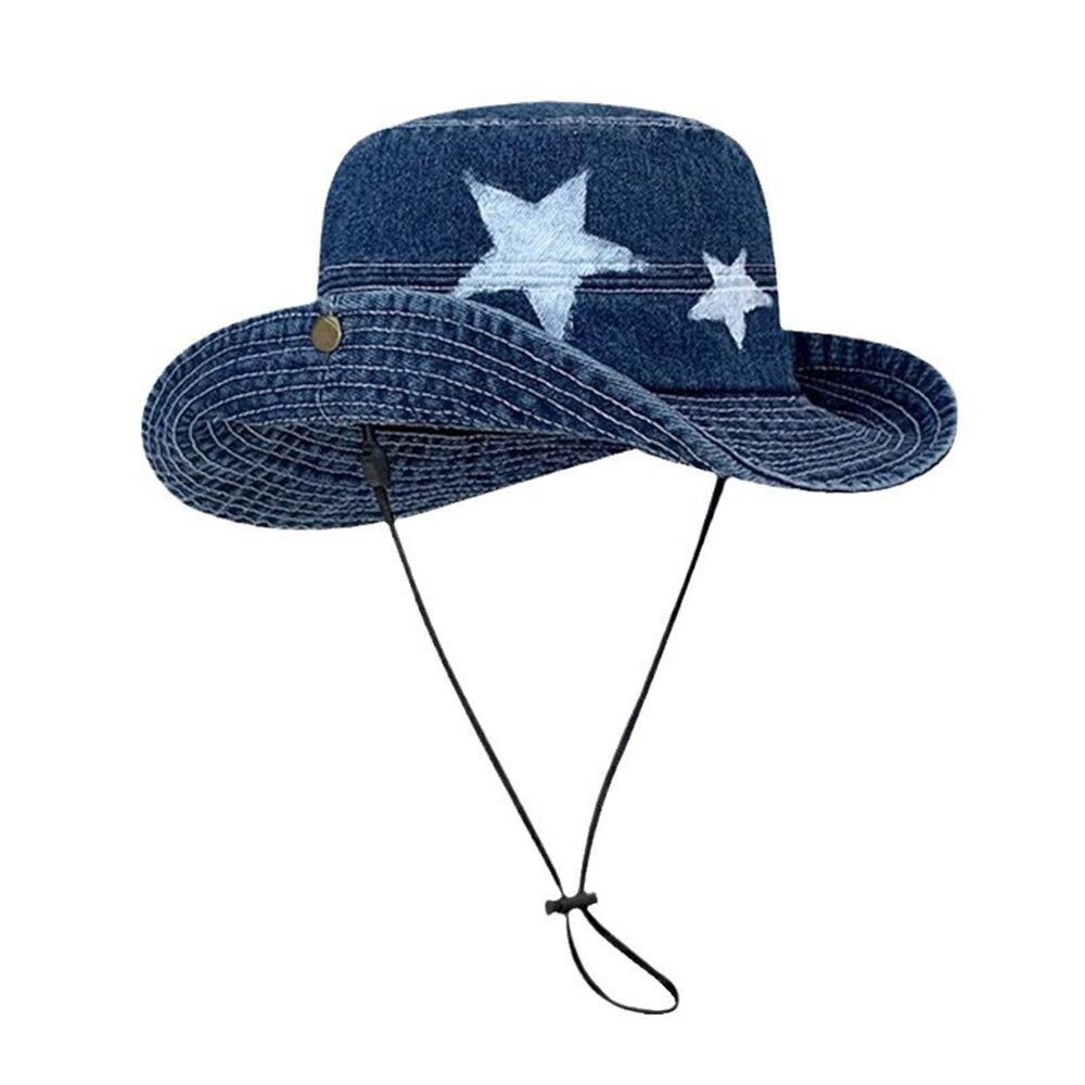 9284 Vintage Stars Denim Cowgirl Cowboy Hats Shapable Wide Brim UV Sun